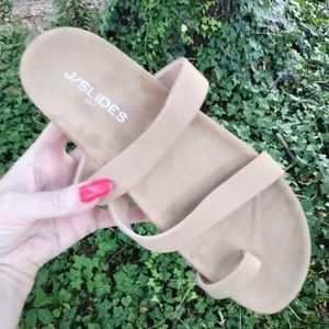 COPY - - -JSLIDE SZ 8 2 ROPER NUBUCK  LEATHER TOE RING  SANDALS NWOB